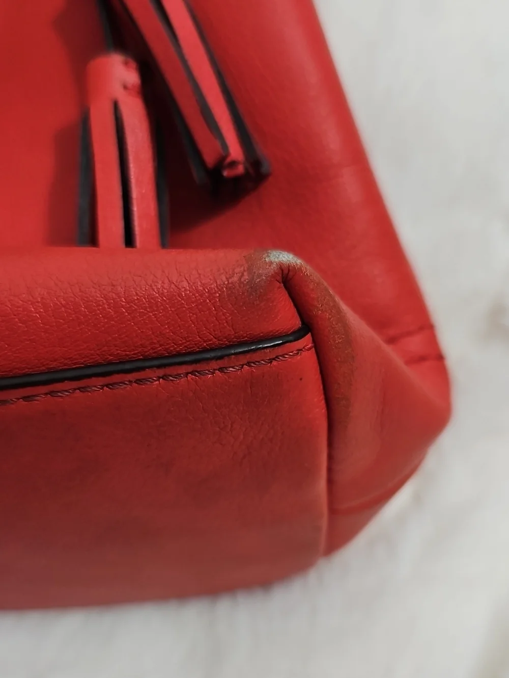Coach Mini Rory Satchel Handbag Red Leather Silver Hardware Tassels